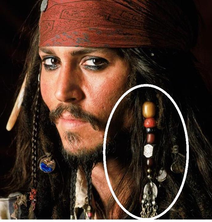 Jack Sparrow Pirate Captain Beard Braids Screen Accurate Authentic Trade Beads